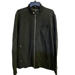 INC International Concepts Men’s Full Zip Knit Jacket Mock Neck Charcoal Size XL